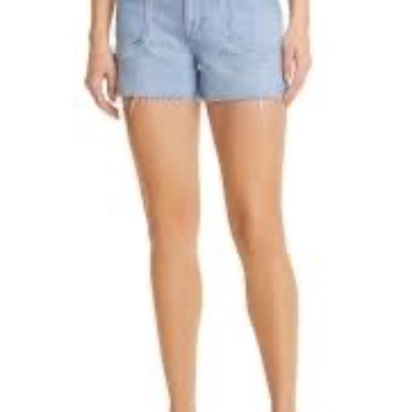 FCAE FRAME Double Button High Waist Cutoff Denim Shorts in Caye - Picture 3 of 5